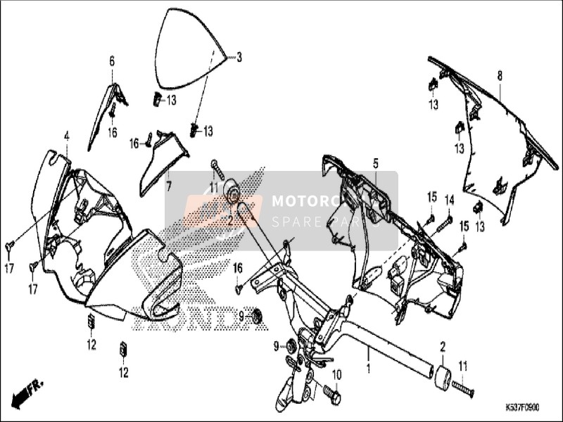 53205K53D00ZN, Couvercle De Guidon Av. *, Honda, 0